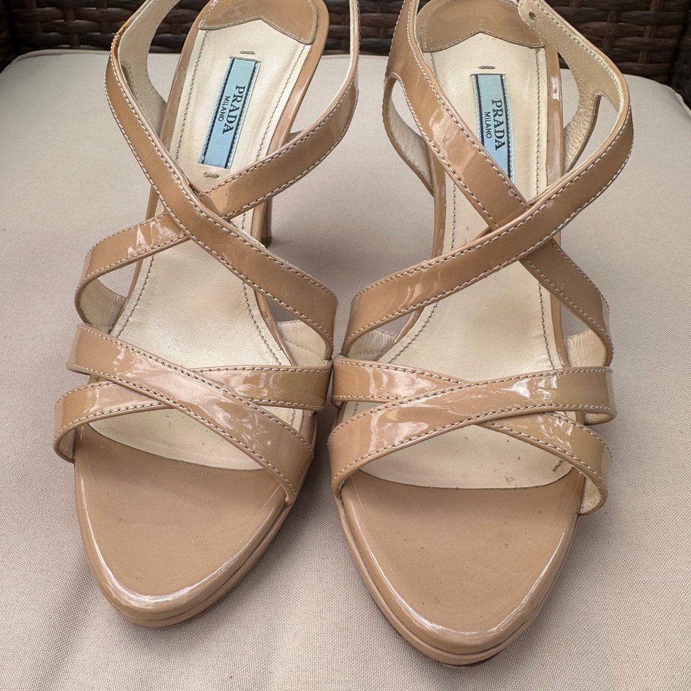 Prada Women's Tan Strappy Heels